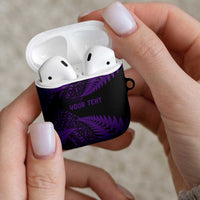 New Zealand Rugby Pacific Personalised AirPods Case All Purple Maori Pasifika Fern Pattern LT9 - Polynesian Pride