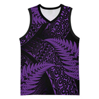 New Zealand Rugby Pacific Personalised Basketball Jersey All Purple Maori Pasifika Fern Pattern LT9 Unisex Purple - Polynesian Pride