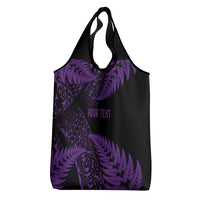 New Zealand Rugby Pacific Personalised Grocery Bag All Purple Maori Pasifika Fern Pattern LT9 - Polynesian Pride