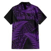 New Zealand Rugby Pacific Personalised Hawaiian Shirt All Purple Maori Pasifika Fern Pattern LT9 - Polynesian Pride