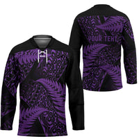New Zealand Rugby Pacific Personalised Hockey Jersey All Purple Maori Pasifika Fern Pattern LT9 - Polynesian Pride