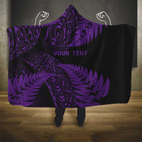 New Zealand Rugby Pacific Personalised Hooded Blanket All Purple Maori Pasifika Fern Pattern LT9 - Polynesian Pride