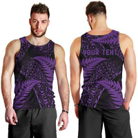 New Zealand Rugby Pacific Personalised Men Tank Top All Purple Maori Pasifika Fern Pattern LT9 - Polynesian Pride