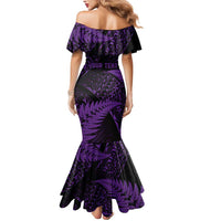 New Zealand Rugby Pacific Personalised Mermaid Dress All Purple Maori Pasifika Fern Pattern LT9 - Polynesian Pride