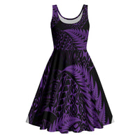New Zealand Rugby Pacific Personalised Midi Dress All Purple Maori Pasifika Fern Pattern LT9 Purple - Polynesian Pride