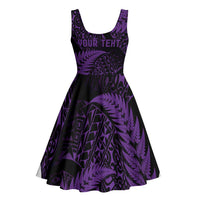 New Zealand Rugby Pacific Personalised Midi Dress All Purple Maori Pasifika Fern Pattern LT9 - Polynesian Pride