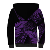 New Zealand Rugby Pacific Personalised Sherpa Hoodie All Purple Maori Pasifika Fern Pattern LT9 - Polynesian Pride