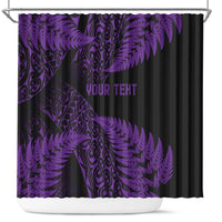 New Zealand Rugby Pacific Personalised Shower Curtain All Purple Maori Pasifika Fern Pattern LT9 Purple - Polynesian Pride