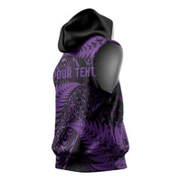New Zealand Rugby Pacific Personalised Sleeveless Hoodie All Purple Maori Pasifika Fern Pattern LT9 - Polynesian Pride