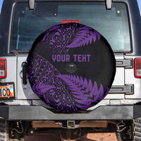 New Zealand Rugby Pacific Personalised Spare Tire Cover All Purple Maori Pasifika Fern Pattern LT9 Purple - Polynesian Pride