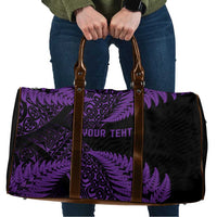 New Zealand Rugby Pacific Personalised Travel Bag All Purple Maori Pasifika Fern Pattern LT9 Purple - Polynesian Pride