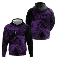 New Zealand Rugby Pacific Personalised Zip Hoodie All Purple Maori Pasifika Fern Pattern LT9 - Polynesian Pride