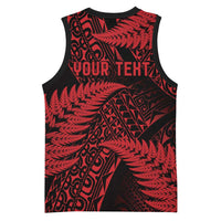 New Zealand Rugby Pacific Personalised Basketball Jersey All Red Maori Pasifika Fern Pattern LT9 - Polynesian Pride