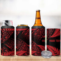 New Zealand Rugby Pacific Personalised 4 in 1 Can Cooler Tumbler All Red Maori Pasifika Fern Pattern LT9 - Polynesian Pride