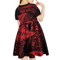 New Zealand Rugby Pacific Personalised Kid Short Sleeve Dress All Red Maori Pasifika Fern Pattern LT9 - Polynesian Pride