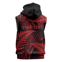 New Zealand Rugby Pacific Personalised Sleeveless Hoodie All Red Maori Pasifika Fern Pattern LT9 - Polynesian Pride