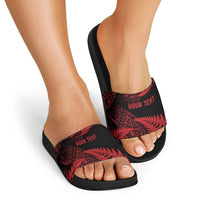 New Zealand Rugby Pacific Personalised Slide Sandals All Red Maori Pasifika Fern Pattern - Polynesian Pride