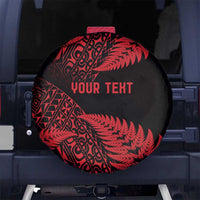 New Zealand Rugby Pacific Personalised Spare Tire Cover All Red Maori Pasifika Fern Pattern LT9 No hole Red - Polynesian Pride
