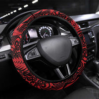 New Zealand Rugby Pacific Steering Wheel Cover All Red Maori Pasifika Fern Pattern