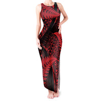 New Zealand Rugby Pacific Personalised Tank Maxi Dress All Red Maori Pasifika Fern Pattern LT9 Women Red - Polynesian Pride