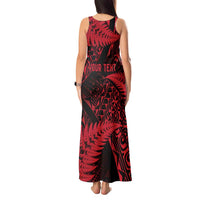New Zealand Rugby Pacific Personalised Tank Maxi Dress All Red Maori Pasifika Fern Pattern LT9 - Polynesian Pride