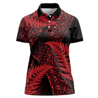 New Zealand Rugby Pacific Personalised Women Polo Shirt All Red Maori Pasifika Fern Pattern LT9 Female Red - Polynesian Pride