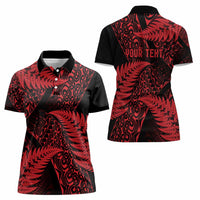 New Zealand Rugby Pacific Personalised Women Polo Shirt All Red Maori Pasifika Fern Pattern LT9 - Polynesian Pride