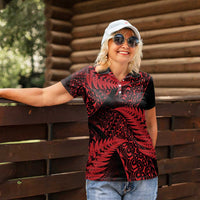 New Zealand Rugby Pacific Personalised Women Polo Shirt All Red Maori Pasifika Fern Pattern LT9 - Polynesian Pride