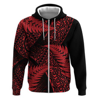 New Zealand Rugby Pacific Personalised Zip Hoodie All Red Maori Pasifika Fern Pattern LT9 Zip Hoodie Red - Polynesian Pride