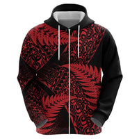 New Zealand Rugby Pacific Personalised Zip Hoodie All Red Maori Pasifika Fern Pattern LT9 - Polynesian Pride