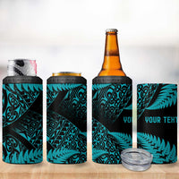 New Zealand Rugby Pacific Personalised 4 in 1 Can Cooler Tumbler All Turquoise Maori Pasifika Fern Pattern LT9 - Polynesian Pride