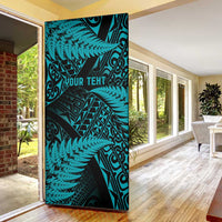New Zealand Rugby Pacific Personalised Door Cover All Turquoise Maori Pasifika Fern Pattern LT9 - Polynesian Pride