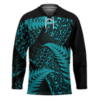 New Zealand Rugby Pacific Personalised Hockey Jersey All Turquoise Maori Pasifika Fern Pattern LT9 Unisex Turquoise - Polynesian Pride