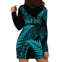 New Zealand Rugby Pacific Personalised Hoodie Dress All Turquoise Maori Pasifika Fern Pattern LT9 - Polynesian Pride