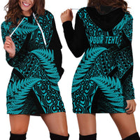 New Zealand Rugby Pacific Personalised Hoodie Dress All Turquoise Maori Pasifika Fern Pattern LT9 - Polynesian Pride