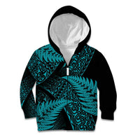 New Zealand Rugby Pacific Personalised Kid Hoodie All Turquoise Maori Pasifika Fern Pattern LT9 Zip Hoodie Turquoise - Polynesian Pride