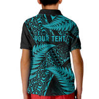 New Zealand Rugby Pacific Personalised Kid Polo Shirt All Turquoise Maori Pasifika Fern Pattern LT9 - Polynesian Pride