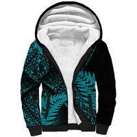 New Zealand Rugby Pacific Personalised Sherpa Hoodie All Turquoise Maori Pasifika Fern Pattern LT9 Unisex Turquoise - Polynesian Pride