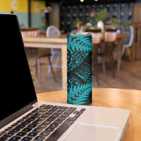 New Zealand Rugby Pacific Personalised Skinny Tumbler All Turquoise Maori Pasifika Fern Pattern LT9 - Polynesian Pride