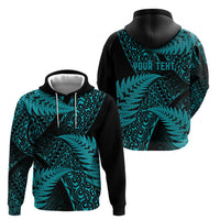 New Zealand Rugby Pacific Personalised Zip Hoodie All Turquoise Maori Pasifika Fern Pattern LT9 - Polynesian Pride