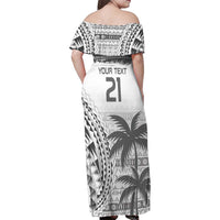 Custom Fiji Rugby Family Matching Off Shoulder Maxi Dress and Hawaiian Shirt Polynesian Fijian Masi Palm Tree LT9 - Polynesian Pride