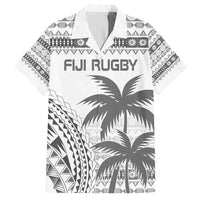 Custom Fiji Rugby Family Matching Summer Maxi Dress and Hawaiian Shirt Polynesian Fijian Masi Palm Tree LT9 Dad's Shirt - Short Sleeve White - Polynesian Pride