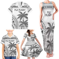 Custom Fiji Rugby Family Matching Tank Maxi Dress and Hawaiian Shirt Polynesian Fijian Masi Palm Tree LT9 - Polynesian Pride