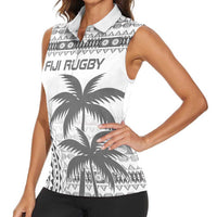 Custom Fiji Rugby Women Sleeveless Polo Shirt Polynesian Fijian Masi Palm Tree LT9 - Polynesian Pride