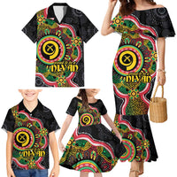 Vanuatu Personalised Family Matching Mermaid Dress and Hawaiian Shirt Aboriginal Dot Paitnting LT9 - Polynesian Pride