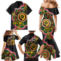 Vanuatu Personalised Family Matching Mermaid Dress and Hawaiian Shirt Aboriginal Dot Paitnting LT9 - Polynesian Pride