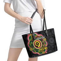Vanuatu Personalised Leather Tote Bag Aboriginal Dot Paitnting - Polynesian Pride