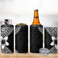 Lotu Tamaiti White Sunday 4 in 1 Can Cooler Tumbler Pacific Plumeria Flowers - Black Version LT9 - Polynesian Pride