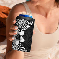 Lotu Tamaiti White Sunday 4 in 1 Can Cooler Tumbler Pacific Plumeria Flowers - Black Version LT9 - Polynesian Pride
