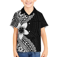Lotu Tamaiti White Sunday Kid Hawaiian Shirt Pacific Plumeria Flowers - Black Version LT9 Kid Black - Polynesian Pride